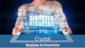  Presentation with disaster recovery - Presentation featuring digital sign disaster recovery background and a teal colored foreground