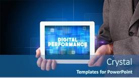  Presentation with performance - Amazing PPT theme having shows the inscription digital performance backdrop and a ocean colored foreground