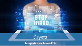  Presentation with fraud - Presentation design consisting of young-business-person-working background and a teal colored foreground