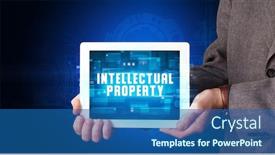  Presentation with property - Colorful PPT theme enhanced with young-business-person-working backdrop and a ocean colored foreground