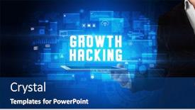  Presentation with business growth - Presentation theme having young-business-person-working background and a ocean colored foreground