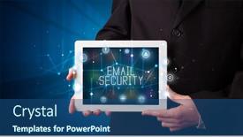  Presentation with email - Slide deck consisting of young-business-person-working background and a ocean colored foreground