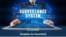  Presentation with surveillance - Colorful PPT theme enhanced with young-business-person-working backdrop and a ocean colored foreground