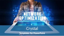  Presentation with network - Theme having young-business-person-working background and a teal colored foreground