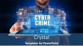  Presentation with cyber crime - PPT layouts having young-business-person-working background and a ocean colored foreground