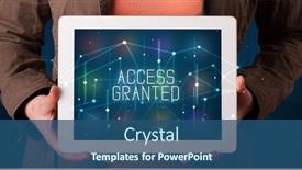  Presentation with access - Beautiful slide set featuring young-business-person-working backdrop and a ocean colored foreground