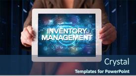  Presentation with inventory management - PPT theme enhanced with young-business-person-working background and a ocean colored foreground