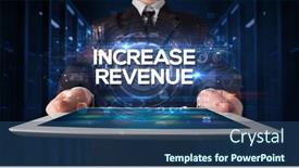  Presentation with revenue - Amazing slide set having young-business-person-working backdrop and a ocean colored foreground