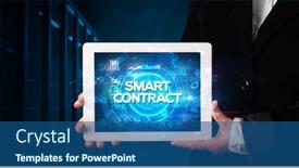  Presentation with tablet - Audience pleasing presentation consisting of young-business-person-working backdrop and a ocean colored foreground