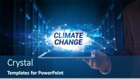  Presentation with climate change business - Amazing presentation theme having young-business-person-working backdrop and a ocean colored foreground