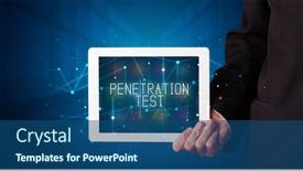  Presentation with test - Presentation theme with young-business-person-working background and a ocean colored foreground