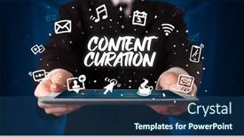  Presentation with tablet - Presentation theme featuring young-business-person-working background and a ocean colored foreground