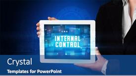  Presentation with tablet - Theme having young-business-person-working background and a ocean colored foreground