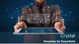  Presentation with disaster recovery - Theme having young-business-person-working background and a ocean colored foreground