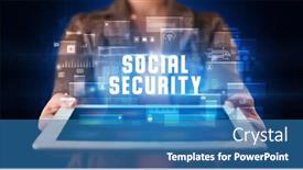 Presentation with social security - Slide deck featuring young-business-person-working background and a teal colored foreground