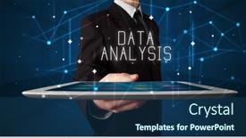  Presentation with data analysis - PPT layouts enhanced with young-business-person-working background and a ocean colored foreground