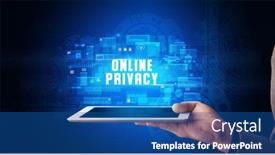  Presentation with privacy - PPT theme with young-business-person-working background and a ocean colored foreground