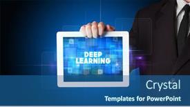  Presentation with deep - Presentation design consisting of young-business-person-working background and a ocean colored foreground