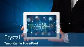  Presentation with email - Presentation design consisting of young-business-person-working background and a ocean colored foreground