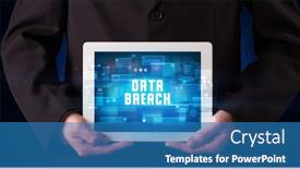  Presentation with data breach - Slides with young-business-person-working background and a teal colored foreground