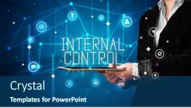  Presentation with tablet - Theme with young-business-person-working background and a ocean colored foreground