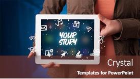  Presentation with story - PPT theme consisting of young-business-person-working background and a tawny brown colored foreground