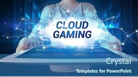  Presentation with cloud gaming - Slide deck with young-business-person-working background and a ocean colored foreground