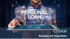  Presentation with business loan - Amazing slide set having young-business-person-working backdrop and a ocean colored foreground