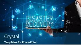  Presentation with disaster recovery - PPT layouts having young-business-person-working background and a ocean colored foreground