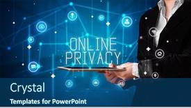  Presentation with privacy - Beautiful slide deck featuring young-business-person-working backdrop and a ocean colored foreground