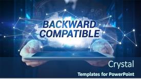  Presentation with tablet - Presentation design consisting of young-business-person-working background and a ocean colored foreground