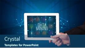  Presentation with data mining - Amazing PPT theme having young-business-person-working backdrop and a ocean colored foreground