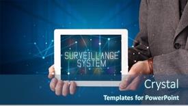  Presentation with surveillance - Cool new presentation design with young-business-person-working backdrop and a ocean colored foreground