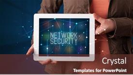  Presentation with network security - Presentation theme consisting of young-business-person-working background and a tawny brown colored foreground