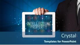  Presentation with tablet - Audience pleasing PPT theme consisting of young-business-person-working backdrop and a ocean colored foreground