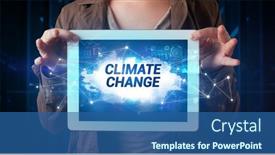 Presentation with climate change business - Slide set featuring young-business-person-working background and a ocean colored foreground
