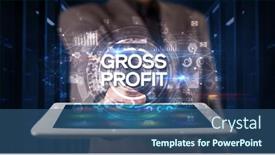  Presentation with business profit - Slide deck featuring young-business-person-working background and a ocean colored foreground