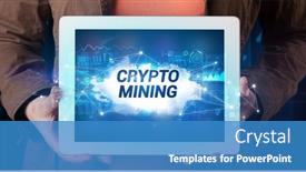  Presentation with mining - Presentation design consisting of young-business-person-working background and a teal colored foreground