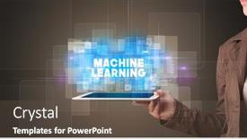  Presentation with machine learning - Amazing PPT theme having young-business-person-working backdrop and a dark gray colored foreground