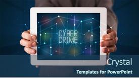  Presentation with cyber crime - Beautiful slide deck featuring young-business-person-working backdrop and a ocean colored foreground