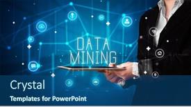  Presentation with data mining - Cool new presentation theme with young-business-person-working backdrop and a ocean colored foreground