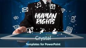  Presentation with human person - Cool new slide set with young-business-person-working backdrop and a ocean colored foreground