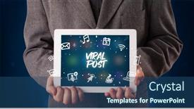  Presentation with viral - Presentation design featuring young-business-person-working background and a ocean colored foreground