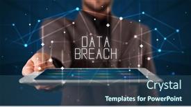  Presentation with data breach - Beautiful theme featuring young-business-person-working backdrop and a ocean colored foreground