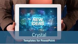  Presentation with new business ideas - PPT layouts consisting of young-business-person-working background and a ocean colored foreground