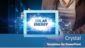  Presentation with solar energy - Audience pleasing PPT theme consisting of young-business-person-working backdrop and a teal colored foreground
