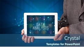  Presentation with data analysis - Slide set featuring young-business-person-working background and a ocean colored foreground