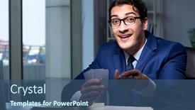  Presentation with business cards - Presentation featuring young business playing cards late in office background and a ocean colored foreground