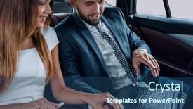  Presentation with taxi - Presentation having young-business-team-sitting background and a ocean colored foreground