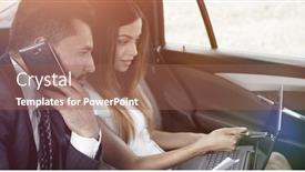  Presentation with team working together - Theme enhanced with young business team working together in the car background and a violet colored foreground